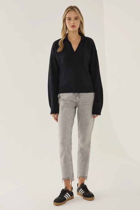 Polo Collar Knit Sweater - Image 2