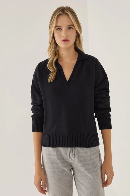 Polo Collar Knit Sweater - Image 4