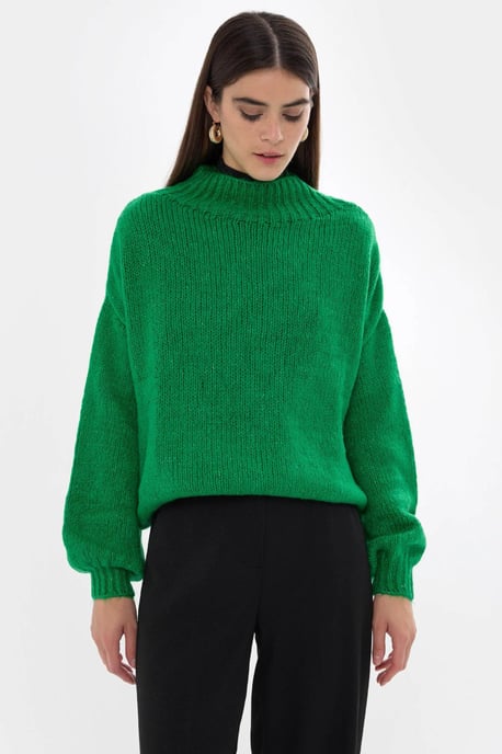 Oversized High-Neck Knitted Sweater - Image 1