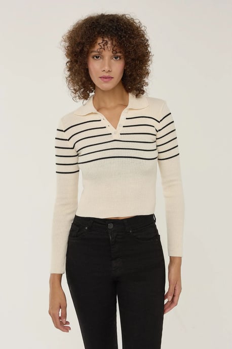 Striped Crop Sweater - Image 1