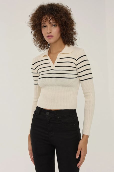 Striped Crop Sweater - Image 3