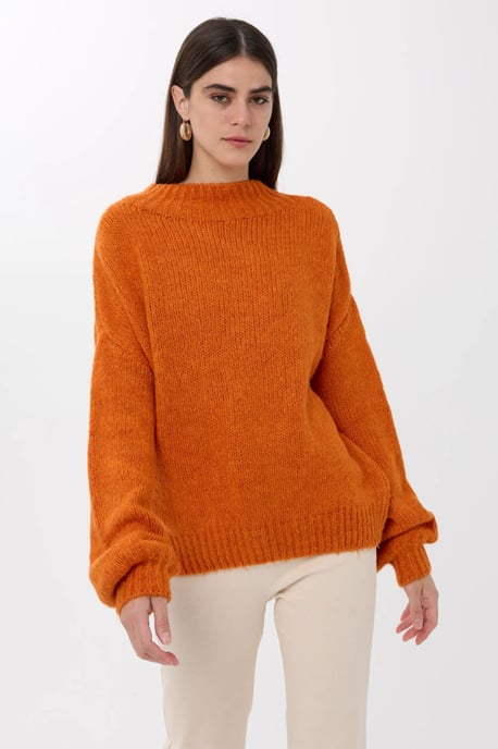 Oversized High-Neck Knitted Sweater - Image 1