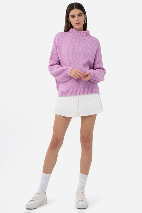 Oversized High-Neck Knitted Sweater - Image 1