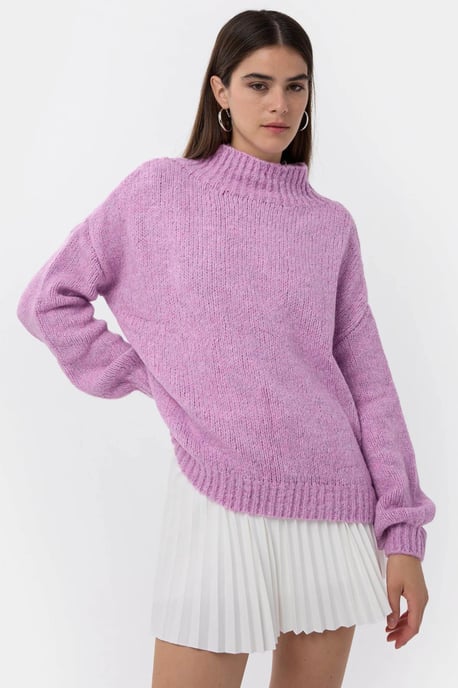 Oversized High-Neck Knitted Sweater - Image 3