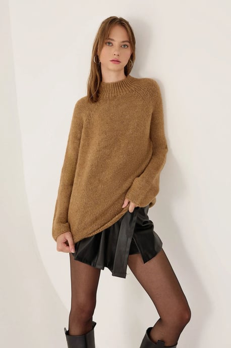 Oversized High-neck Knit Sweater - Image 2