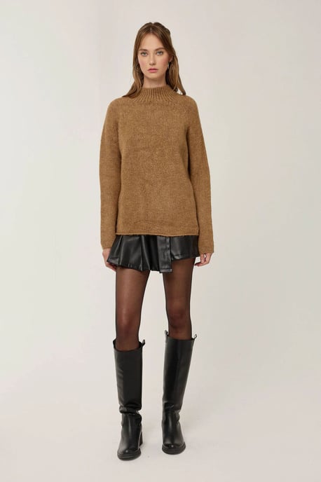Oversized High-neck Knit Sweater - Image 3