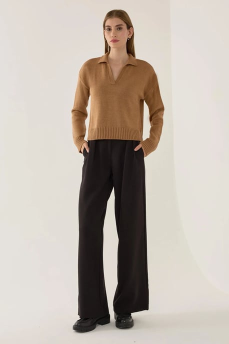 Polo Collar Knit Sweater - Image 2