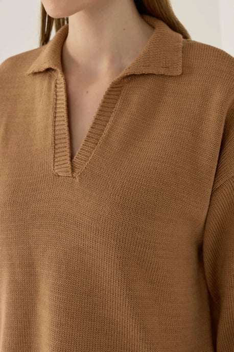 Polo Collar Knit Sweater - Image 5