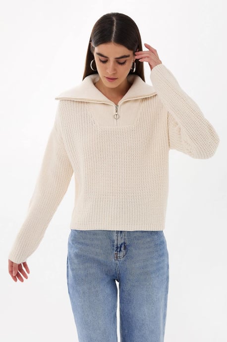 Zippered Regular-Fit Knit Sweater - Image 3