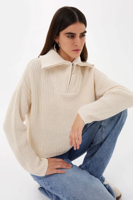 Zippered Regular-Fit Knit Sweater - Image 4