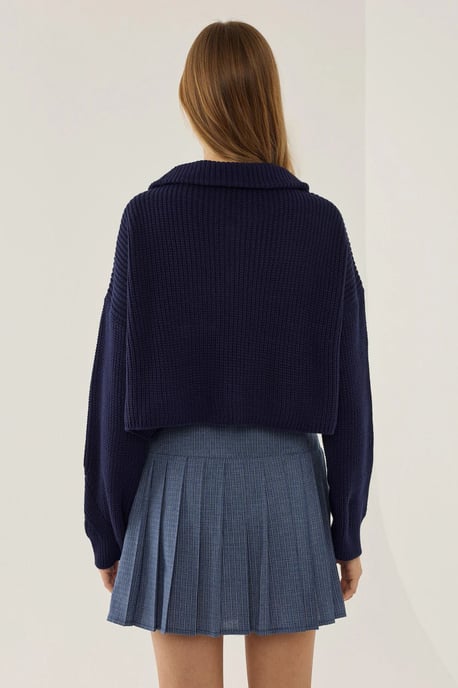 Zipper Collar Crop Sweater - Image 4