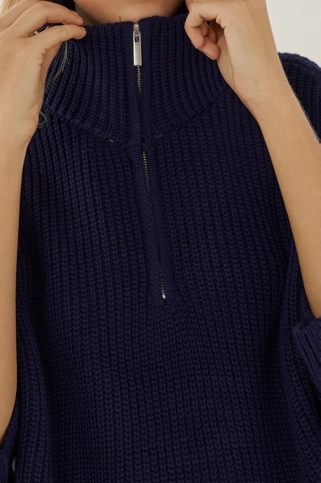Zipper Collar Crop Sweater - Image 5
