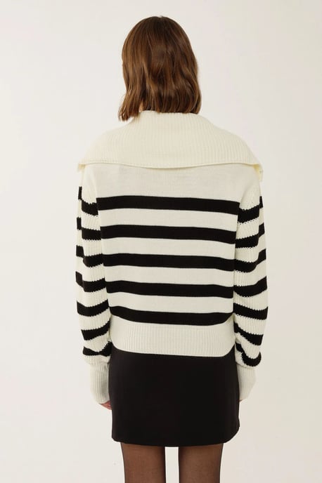 Oversized Striped Zippered Sweater - Image 5