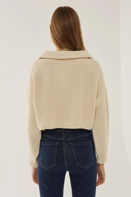 Zipper Collar Crop Sweater - Image 5