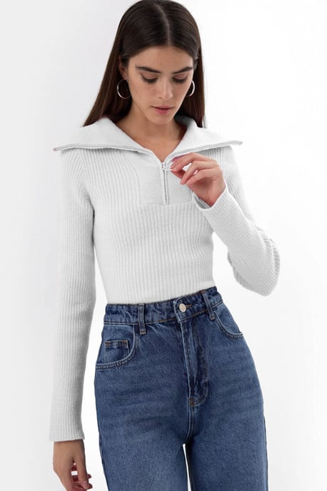 Zippered Knitted Sweater - Image 3