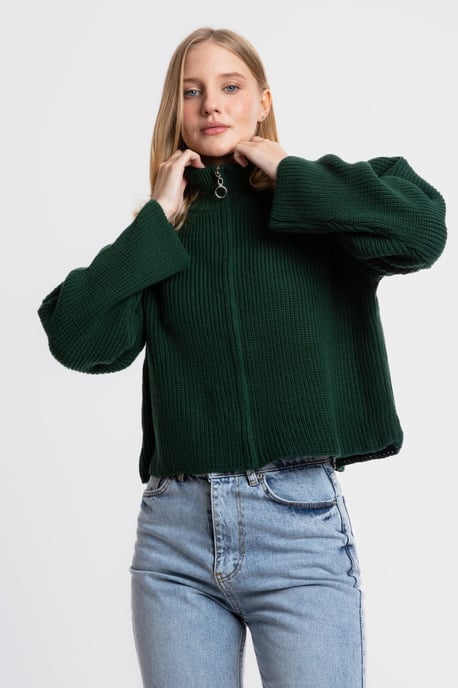High Neck Zippered Oversized Sweater - Image 2