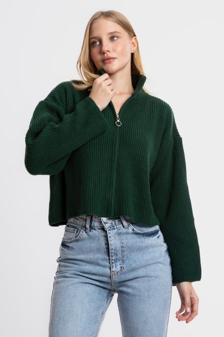 High Neck Zippered Oversized Sweater - Image 3