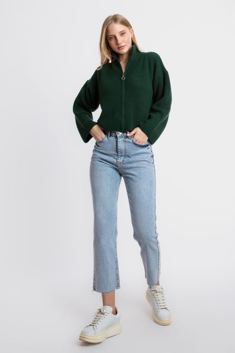 High Neck Zippered Oversized Sweater - Image 4