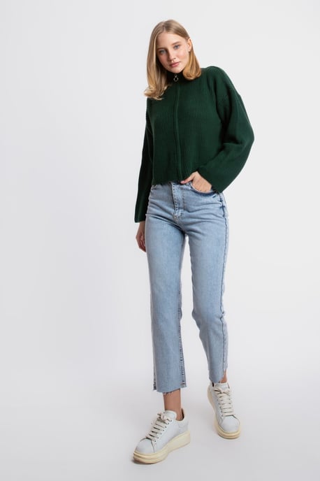 High Neck Zippered Oversized Sweater - Image 5