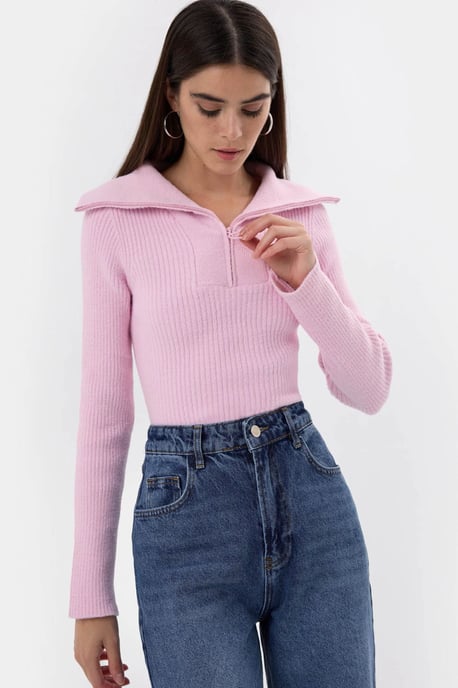 Zippered Knitted Sweater - Image 3