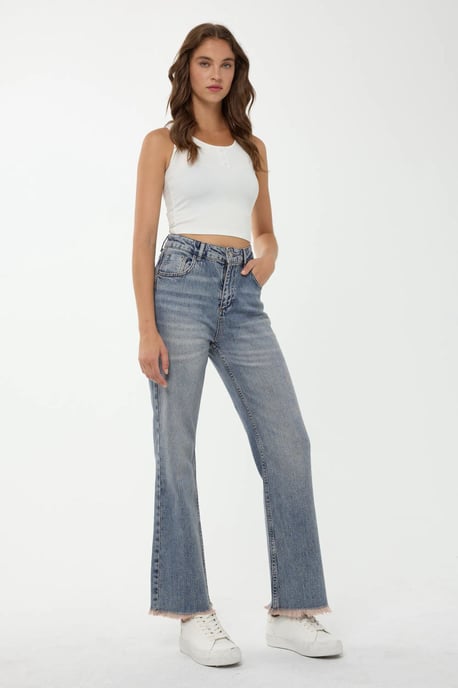 High Waist Boot Cuff Jeans - Image 3