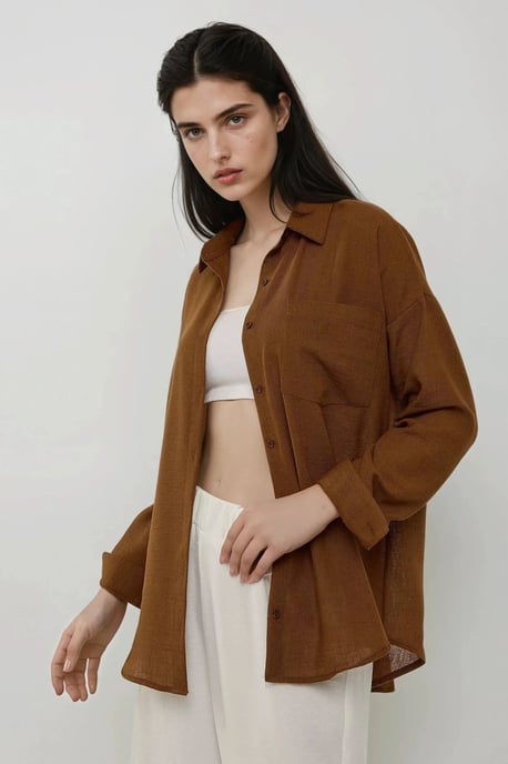 Linen Feel Regular Fit Shirt - Image 1