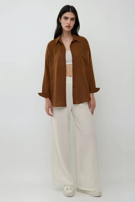 Linen Feel Regular Fit Shirt - Image 3
