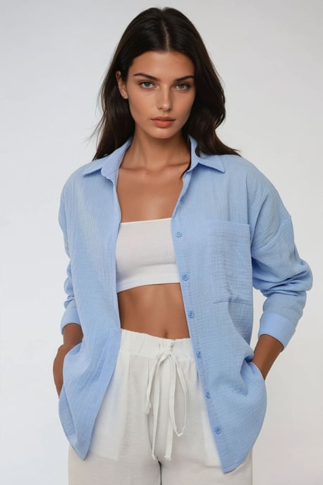 Overmaatse Katoenen Shirt met Zakdetail - Image 2