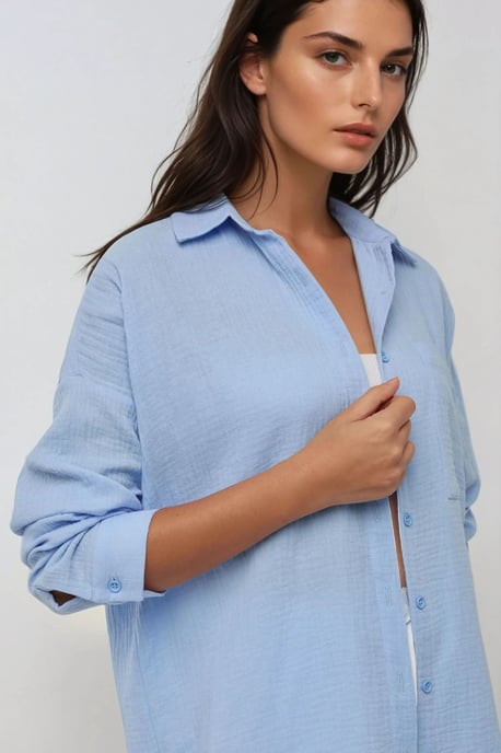 Overmaatse Katoenen Shirt met Zakdetail - Image 3