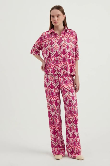 Satin Avslappnad Kortärmad Boho Skjorta - Image 1