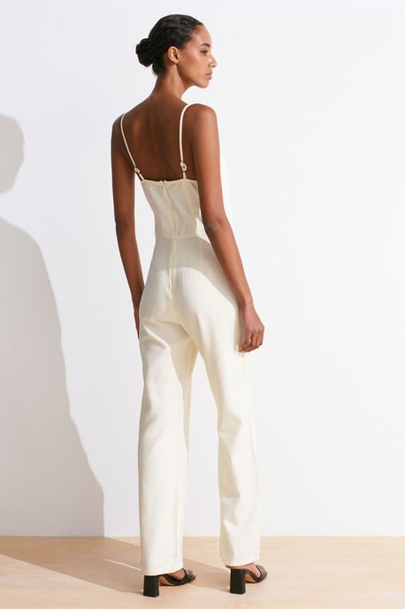 Gestrikte Wijde Pijpen V-hals Jumpsuit - Image 2