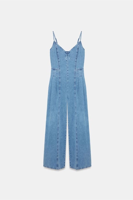 Wide-Leg Denim Jumpsuit - Image 5
