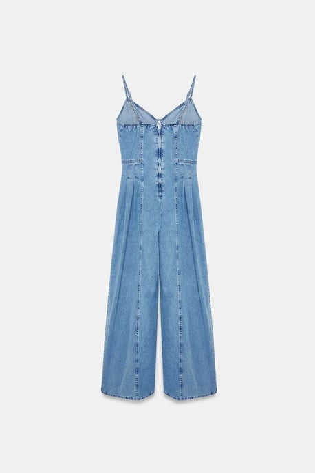 Wide-Leg Denim Jumpsuit - Image 6