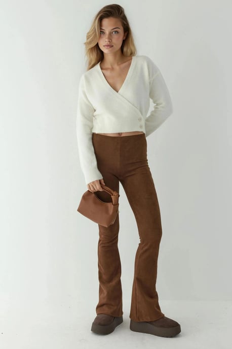 V-Neck Buttoned Wrap Sweater - Image 5