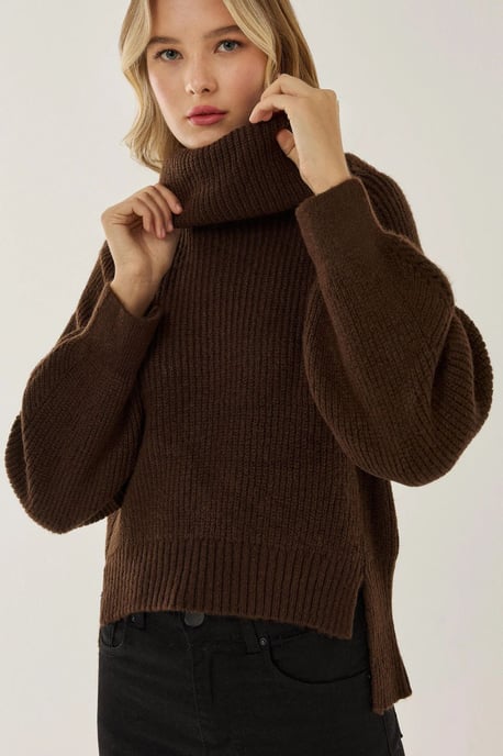 Oversized Turtleneck Knit Sweater - Image 1