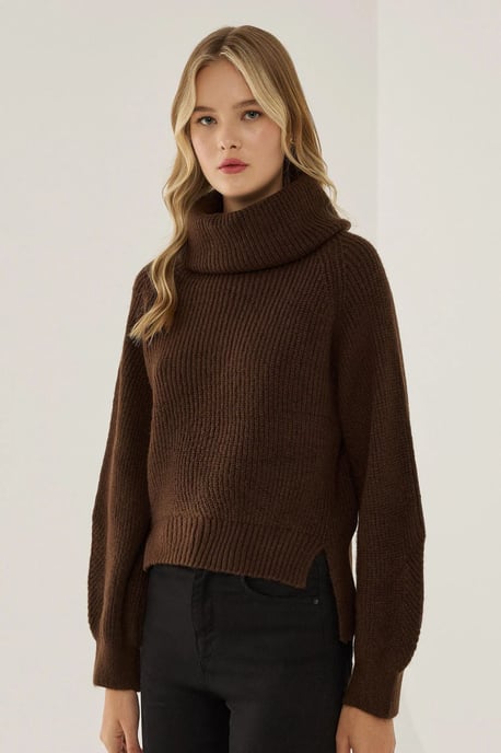 Oversized Turtleneck Knit Sweater - Image 3