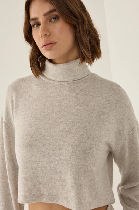 Structuur Turtleneck Crop Trui - Image 5