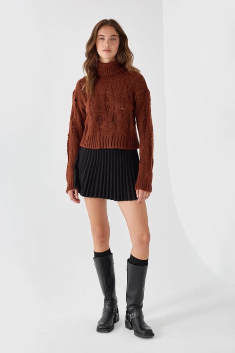 Texturerad Turtleneck Stickad Tröja - Image 2