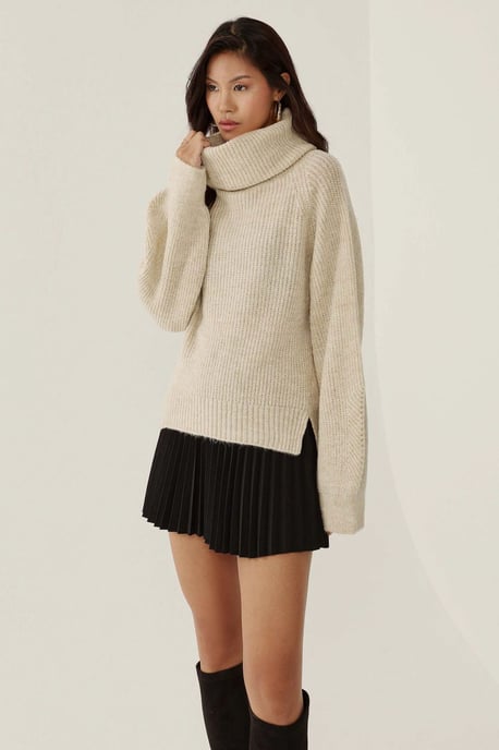 Oversized Turtleneck Knit Sweater - Image 1