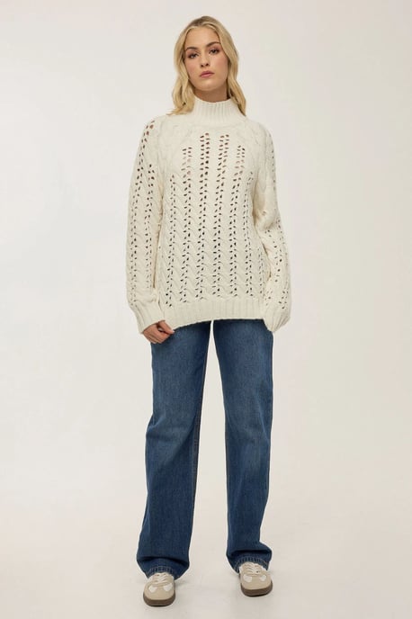 Regular Fit Hålstickad Tröja - Image 2