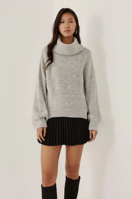 Oversized Turtleneck Knit Sweater - Image 3