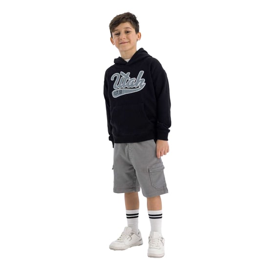 Minoti Gebreide Cargo Shorts Jongens (Grijs) - Image 1