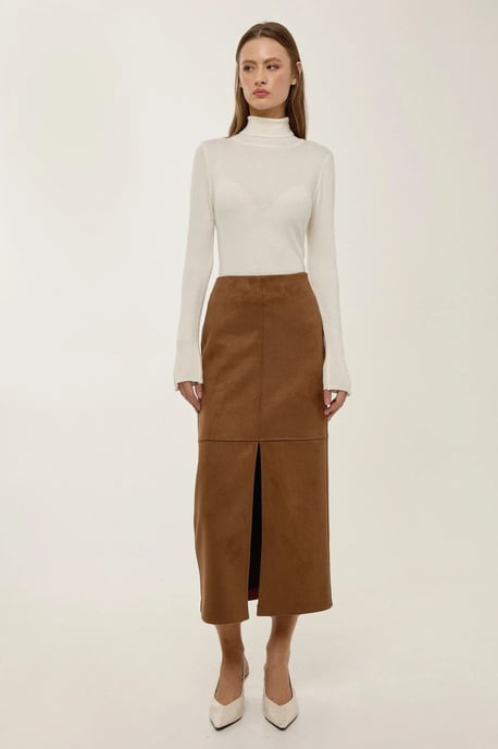 Midi Suede Rok met Split - Image 1