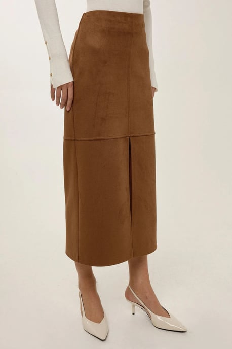 Midi Suede Rok met Split - Image 3