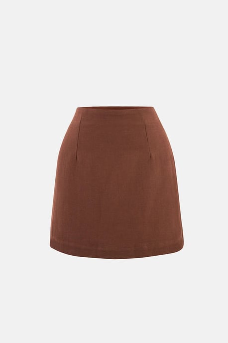Linnenmix Chocoladebruine Rok - Image 3