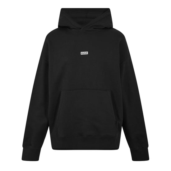 Hugo Heren Logo Katoen Overhead Relaxed Fit Hoodie (Zwart) - Image 1