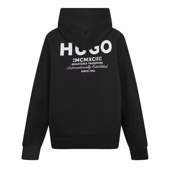 Hugo Heren Logo Katoen Overhead Relaxed Fit Hoodie (Zwart) - Image 2