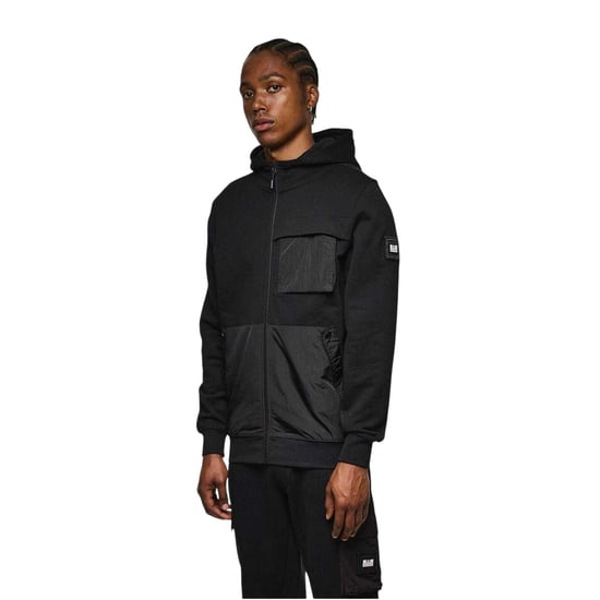 Weekend Offender Herenhoodie van gekamd katoen met doorlopende rits (Zwart) - Image 3
