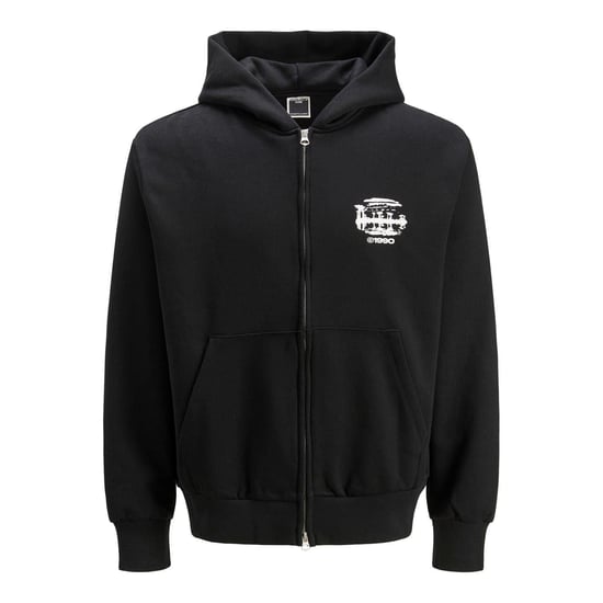 Jack And Jones Mens Graphic Print Regular Full Zip Hoodie (Black) - Image 1