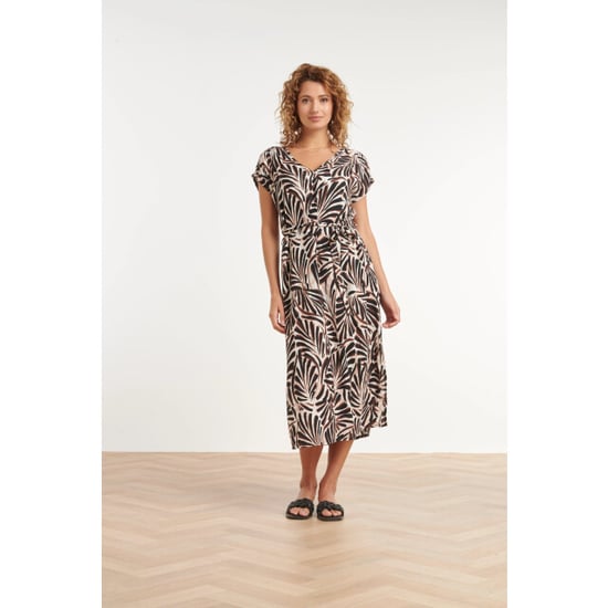 Smashed Lemon Zomerse maxi-jurk met v-hals en palmprint | - Image 1